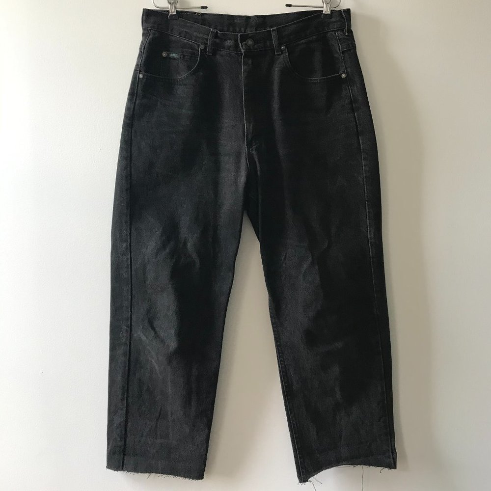 VTG LEE Faded Black Jeans Cropped Sz 36